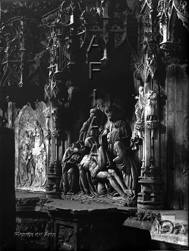 La catedral. Retablo de Montearagón. Escena de la Piedad. Ricardo del Arco y Garay. Huesca